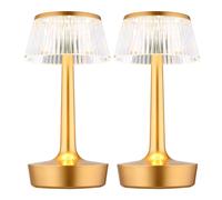 Lampe de table à accu cristal Lampe de table CCT dimmable Lampe de chevet Touchdimmer, laiton, LED 0,7W 84Lm blanc chaud, DxH 12x23 cm, 2x