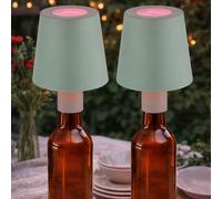 Lampe de table LED RGB Lampe pour bouteille Accumulateur Rehausse goulot de bouteille Lampe décorative Touch, USB, vert, 1W blanc froid, DxH 10,5x14 cm, lot de 2