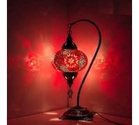 Lampe de table à mosaïque de style turc - Superbe style marocain - Lampe à abat-jour unique de la collection Swan Neck (Étoile rose)