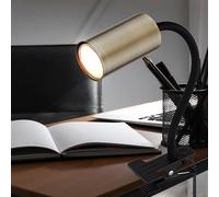 Lampe de bureau à pince col de cygne lampe de lecture pince de lit pince lampe de bureau, plastique métal laiton antique, 1x GU10, LxPxH 29x10x41,5 cm