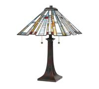Lampe De Table À Tirette Style Tiffany 62,9 Cm De Haut 2X E27 En Verre Coloré