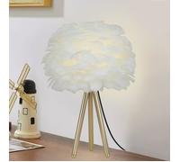 Lampe de table à trépied en plumes blanches H16'' Lampe de bureau à plumes de princesse moderne Lampe de chevet moelleuse
