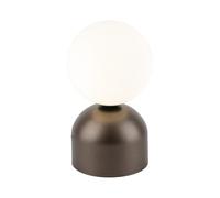 Lampe De Table Abat-Jour En Verre Métal Ø 12 Cm H: 21 Cm Marron Blanc G9