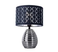Lampe de table abat-jour gris lampe de chevet chambre abat-jour lampe de table gris, en céramique en chrome avec abat-jour en velours, 1x E27, DxH 25x38 cm
