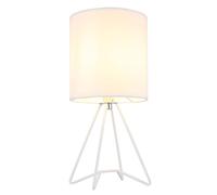 Lampe de table Abat-jour textile Lampe de chevet blanche Lampe d'appoint Moderne, métal, douille E14, DxH 16x34,5 cm