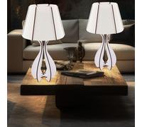 Lampe de table bois lampe de chevet blanc marron lampe de table textile, alimentation USB, blanc marron, LED 1,69W 190Lm blanc froid, DxH 25x46 cm, lot de 2