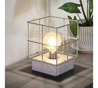 Lampe de table, lampe de table, lampe d'appoint, lampe de chevet, lampe de chambre, abat-jour en grille métallique industrielle, couleur zinc, douille E27, LxlxH 20x20x26,5cm