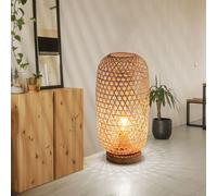 Lampe de table en bambou tressé, lampe de table en bambou, lampe latérale pour salon bohème, naturel, 1x douille E27, DxH 22x46 cm