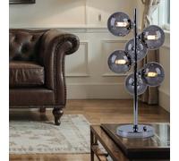 Lampe de Table Accumulateur Luminaire Lecture 6-flammig Verre Fumé Dimmbar Chrom