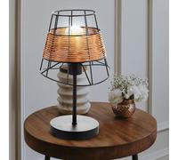 Lampe de Table Accumulateur Luminaire Salle à Manger Rotin Grille Noir 1 Flame H