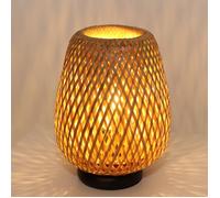 Lampe de table - ALPINALUZ - MAYA - Rotin & bambou tressé - Noir - Douille E27, câble avec interrupteur