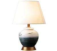 Lampe de table American Simple Landscape peinture tout cuivre en céramique de bureau lampe chambre à coucher lampe de chevet Nouveau code vintage salon chaud créatif style européen pure lampe en