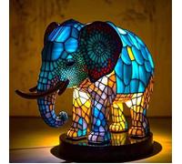 Lampe de table animal en résine teintée, veilleuse de bureau rétro, cadeau de Noël elephant