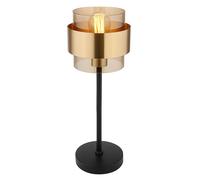 Lampe de table anneau de laiton Lampe de chevet verre clair Lampe de table noir rétro, métal, LED 7W 806Lm blanc chaud, DxH 18 x 47 cm