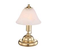 Lampe de table antique avec LED, laiton/abat-jour en verre albâtre, interrupteur marche/arrêt tactile