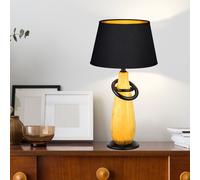 Lampe de Table Accumulateur Luminaire Bureau Rétro Lecture Tissu Or Noir