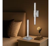 Applique murale veilleuse 2 niveaux intérieur éclairage indirect lampe de table veilleuse à piles, plastique, 1x LED, DxH 9x28 cm