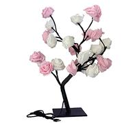 Lampe de Table, Arbre à Fleurs de Roses, Lampe Féerique, 24 Lumières LED Blanc Chaud, Interrupteur Tactile Alimenté par USB, Lampe de Nuit pour Table de Chevet, Maison, Chambre à Coucher,(#3)