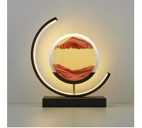 Lampe de table - Art de sable - LED - Noir et Rouge - Sablier 3D - Luminaire contemporain