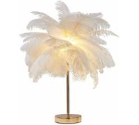 Lampe de Table - AUTREMENT - Plume d'Autruche Blanche - Élégante - Rechargeable - LED Chaude