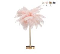 Lampe de table avec abat-jour en plumes et 2 sources lumineuses Palm S