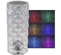 Lampe de table avec batterie Lampe de table en cristal 21 cm avec interrupteur tactile - Couleurs de lumière RVB et lumière décorative réglable par changement de couleur - rechargeable via USB