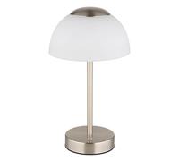 Lampe de table avec variateur tactile LED lampe de chevet à batterie lampe de table lampe de salon, métal nickel verre mat opale, 2,5W 150lm blanc chaudblanc froid, DxH 15x28 cm