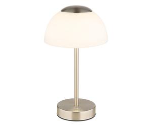 Lampe de table avec variateur tactile LED lampe de chevet à batterie lampe de table lampe de salon, métal nickel verre mat opale, 2,5W 150lm blanc chaudblanc froid, DxH 15x28 cm