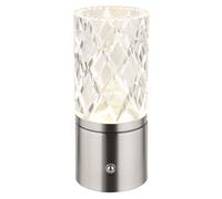 Lampe de table avec variateur tactile LED Lampe de chevet Batterie Lampe de salon, acrylique, chrome, métal, 2,5W 185lm blanc chaud-blanc froid, DxH 8x19 cm