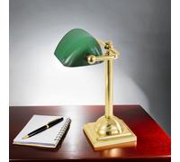 Lampe De Table Banker En Or 24K Verte En Laiton Fait Main Style Art Nouveau E27
