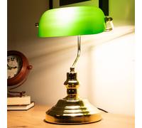 Lampe de Table Banquiers Lampe Vintage LED Verre Salon Vert H 36 CM