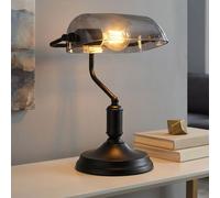 Lampe de Table Banquiers Lecture Noir Vintage Verre Fumé Bureau