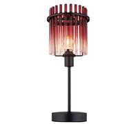 Lampe de table barres de verre rouge clair Lampe de chevet verre classique Lampe de table noir-mat, 1x LED 6W 700Lm blanc chaud, DxH 15x37,5 cm