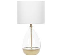 Lampe de table Base en Verre Abat-jour Blanc Doré Design Glamour Okari