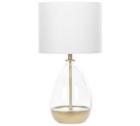 Lampe de table Base en Verre Abat-jour Blanc Doré Design Glamour Okari [EEK: A]