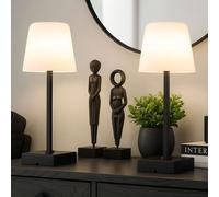 Lampe de table LED Touchdimmer Lampe de table accu noir Lampe d'appoint CCT, métal, 2W 100 lm blanc chaud/froid, DxH 8,5x25,5 cm