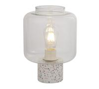 Lampe De Table Blanche 28 Cm Petite En Verre Béton Avec Effet Terrazzo E27