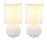 Lampe de table blanche Céramique Lampe de chevet Lampe d'appoint Lampe de salon Textile, 1x E14, DxH 12 x 23 cm, 2er Set