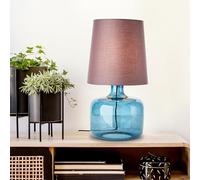 lampe de table bleu foncé avec abat-jour en tissu - lampe de table décorative avec interrupteur intermédiaire à cordon - 57 cm de hauteur & 30 cm de diamètre - douille E27 max. 60 W en verre/textile