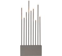 Lampe de table, bougeoir, lampe de salon à 9 flammes, gris, bois et acier, H 60 cm