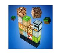 Lampe de table carrée en mosaïque My World Pixel Minecraft, veilleuse de construction en blocs