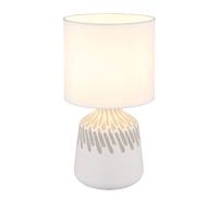 Lampe de table céramique blanche Lampe de chevet textile Lampe d'appoint chambre à coucher, douille E14, DxH 17,5x31,5 cm