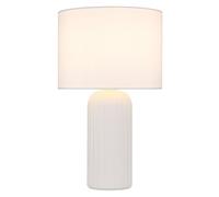 Lampe de table céramique Lampe de table abat-jour textile blanc Lampe de salon, interrupteur à câble, 1x douille E27, DxH 20x36 cm