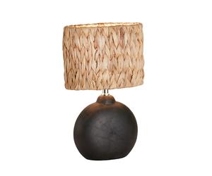Lampe de table céramique noire jacinthe d'eau Lampe de chevet lampe d'appoint, couleur naturelle, 1x E14, LxH 23 x 38,5 cm