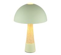 Lampe de table champignon aspect bois Lampe de salon verte Lampe de table design champignon Lampe de chambre, métal aspect travertin, 1x E27, DxH 25 x 36,5 cm