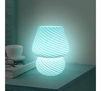 Lampe De Table Champignon En Verre, Veilleuse 3 Couleurs Changeantes, Lampe De Bureau Champignon À Intensité Variable, Led Champignon Lampe De Table For Hôtel Chambre (Bleu)