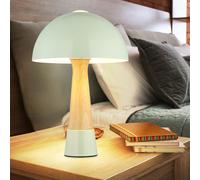 Lampe de table champignon aspect bois vert Lampe de chevet Lampe de salon Lampe de chambre, métal, 1x E27, DxH 25x36,5 cm