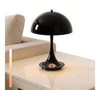 Lampe de table champignon noire sans fil rechargeable Lampe de table dimmable Lampe de chevet tactile sans fil Lampe LED champignon rechargeable par USB Lampe 3000K-6000K pour restaurant bar camping