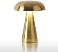 Lampe de table Champignon Sans Fil, Rechargeable USB Lampe à Piles 2600mAh,Lampe de chevet LED Dimmable avec Contrôle Tactile, Rétro Lampe de table pour Salle à manger Chambre à coucher Camping,D'or