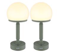 Lampe de table champignon vert Lampe de table Touchdimmer Batterie Lampe d'appoint champignon, USB-C, LED 1W 60Lm blanc chaud, DxH 14x29,5 cm, 2 pièces